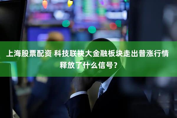 上海股票配资 科技联袂大金融板块走出普涨行情 释放了什么信号？
