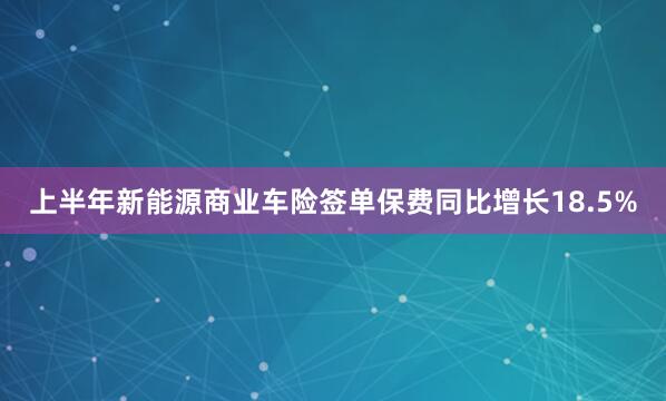 上半年新能源商业车险签单保费同比增长18.5%